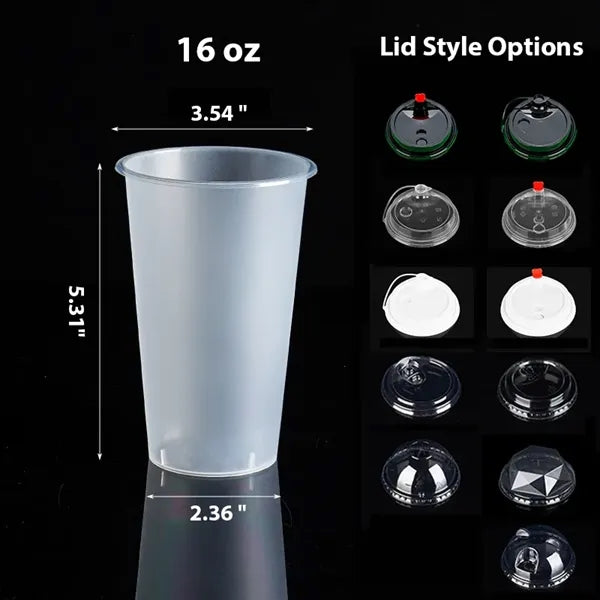 12/16/24oz Frosted Disposable Plastic Cup With Lid