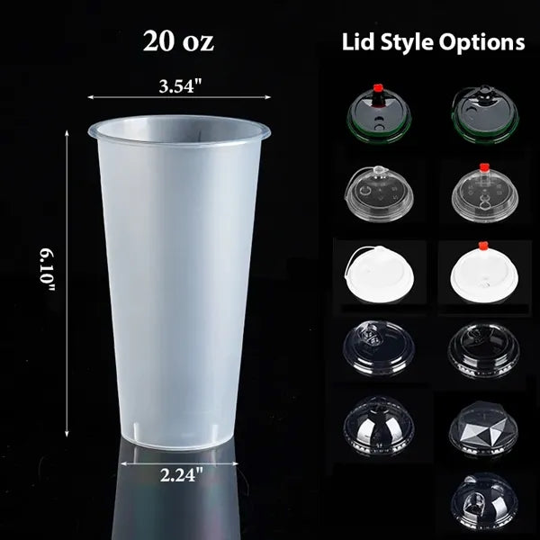 12/16/24oz Frosted Disposable Plastic Cup With Lid