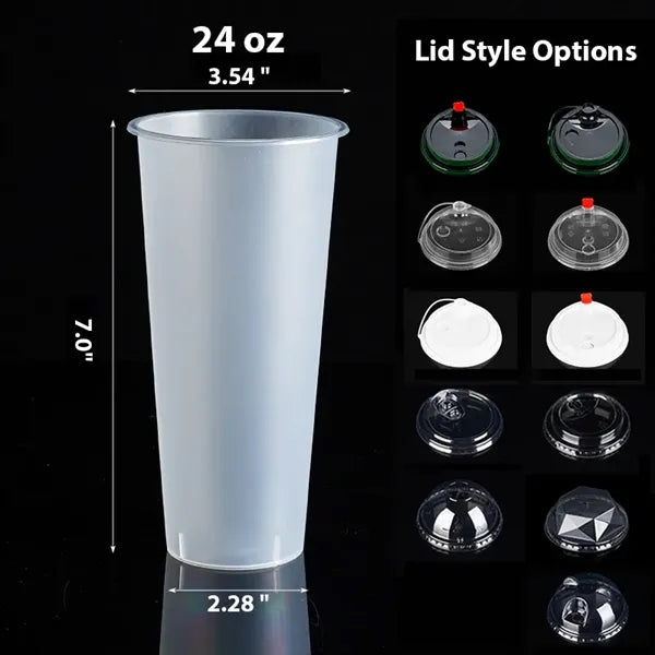 12/16/24oz Frosted Disposable Plastic Cup With Lid