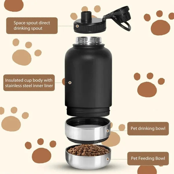 32oz Travel Insulated Dog Water Bottle with Bowls
