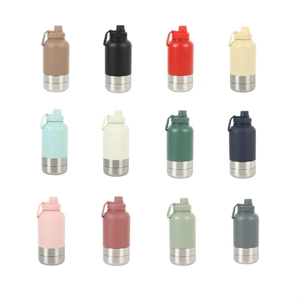 32oz Travel Insulated Dog Water Bottle with Bowls