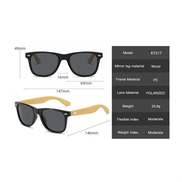 Bamboo Polarized Retro UV Protected Unisex Sunglasses
