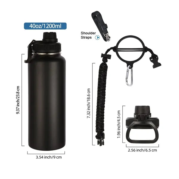 40oz Vacuum Stainless Steel Water Bottle With Shoulder Strap