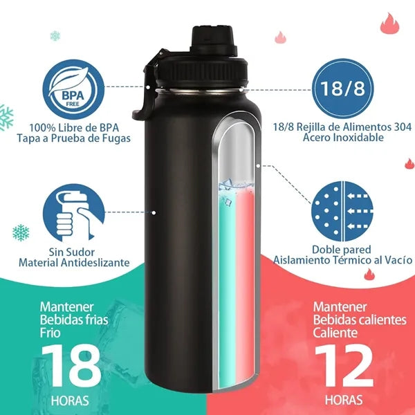 40oz Vacuum Stainless Steel Water Bottle With Shoulder Strap
