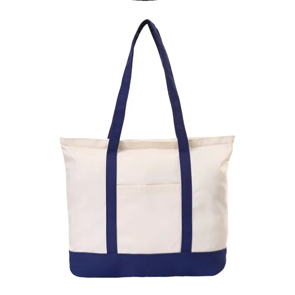 Canvas Tote Bag with an External Pocket