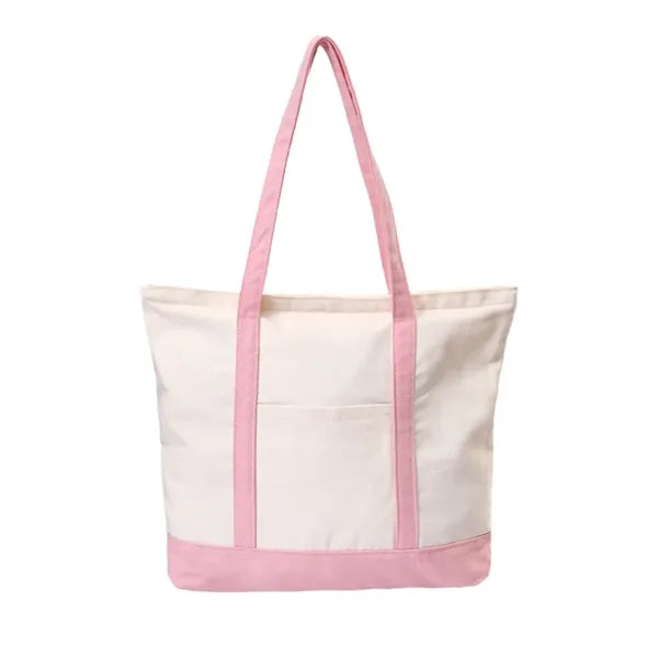 Canvas Tote Bag with an External Pocket