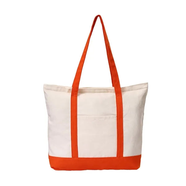 Canvas Tote Bag with an External Pocket