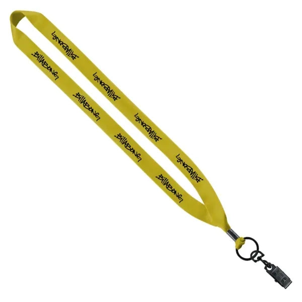3/4" Polyester Lanyard with Metal Crimp & Bulldog Clip