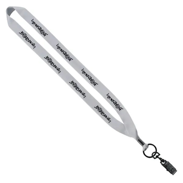 3/4" Polyester Lanyard with Metal Crimp & Bulldog Clip