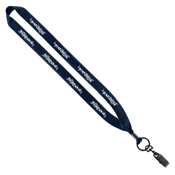 3/4" Polyester Lanyard with Metal Crimp & Bulldog Clip