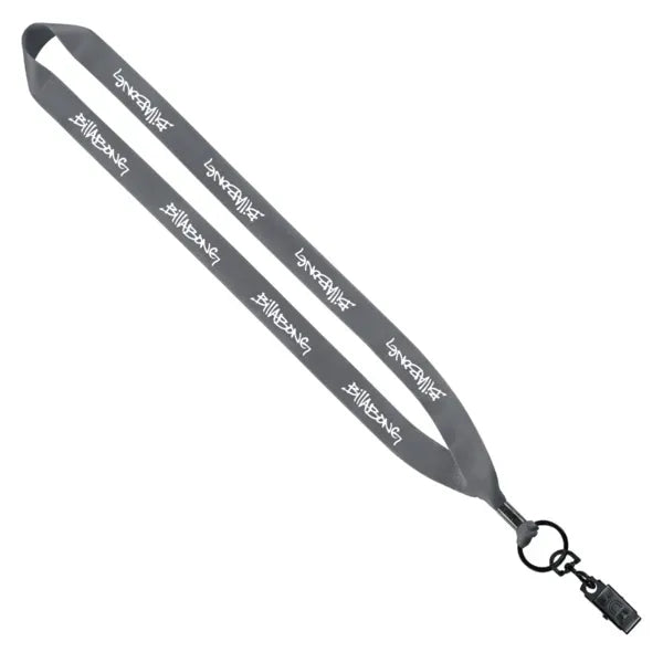 3/4" Polyester Lanyard with Metal Crimp & Bulldog Clip