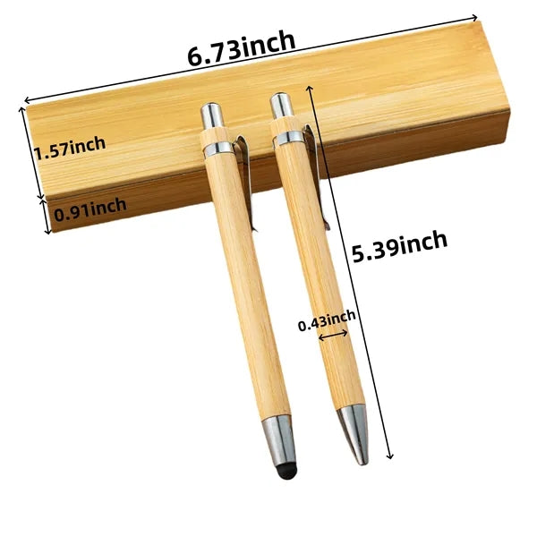 Press-Type Bamboo Touchscreen Ballpoint Pen Set