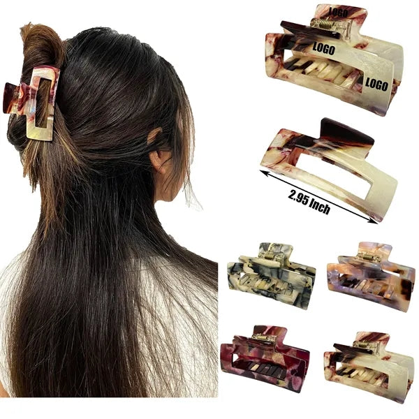 Retro 2.95Inch Medium Rectangular Acetate Hair Clip
