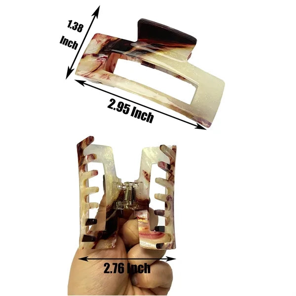 Retro 2.95Inch Medium Rectangular Acetate Hair Clip