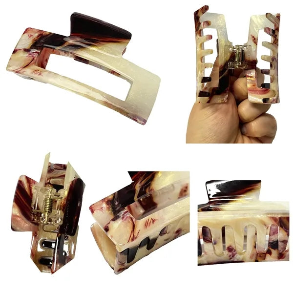 Retro 2.95Inch Medium Rectangular Acetate Hair Clip