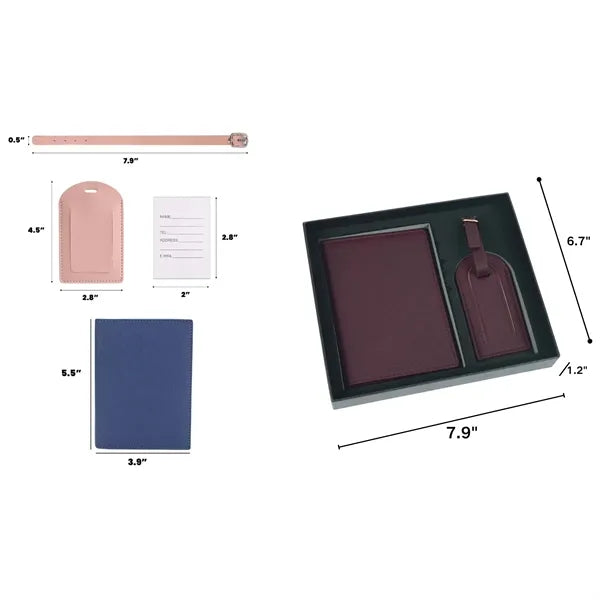 Leather Travel Document Organizer Set