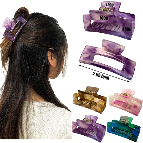Fashion Girl 2.95Inch Medium Rectangular Acetate Hair Clip