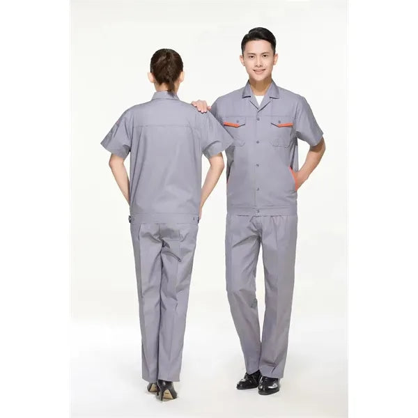 Unisex Cotton Short Sleeve Workwear Set for Summer Cool