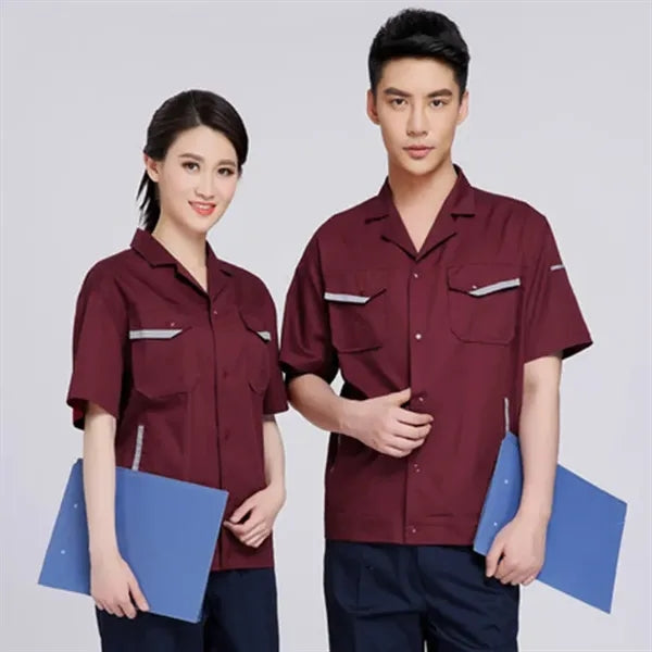 Unisex Cotton Short Sleeve Workwear Set for Summer Cool