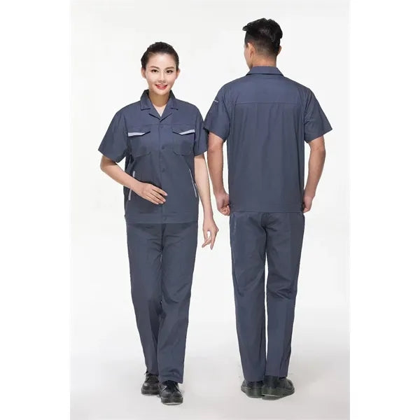 Unisex Cotton Short Sleeve Workwear Set for Summer Cool