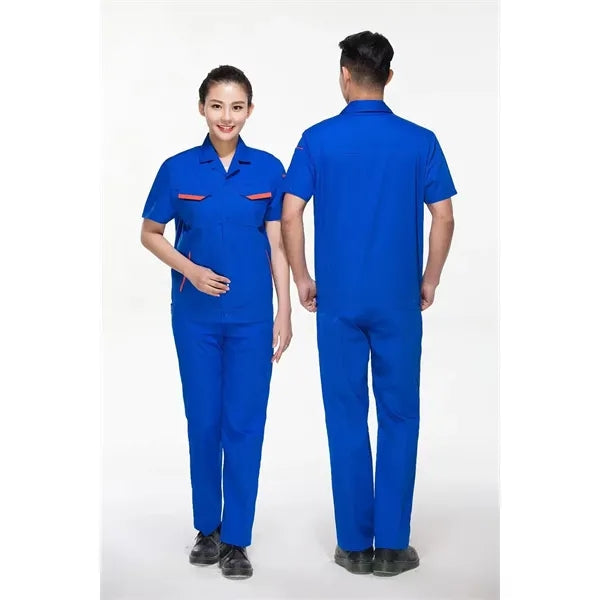 Unisex Cotton Short Sleeve Workwear Set for Summer Cool