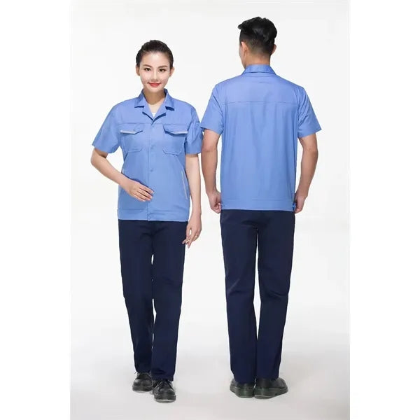 Unisex Cotton Short Sleeve Workwear Set for Summer Cool