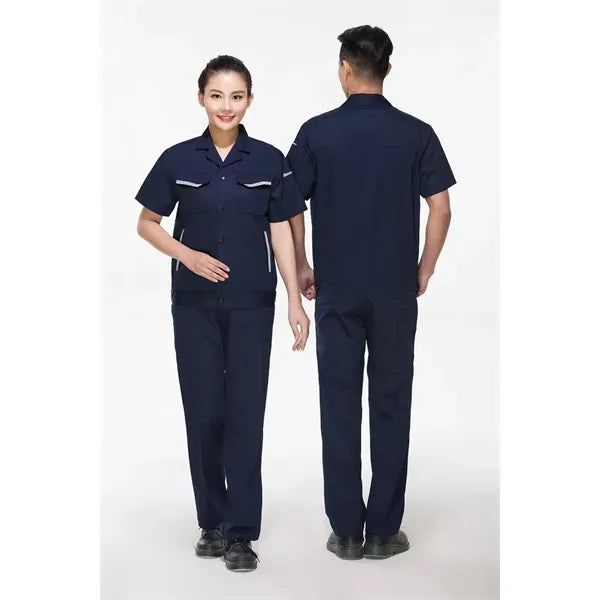 Unisex Cotton Short Sleeve Workwear Set for Summer Cool