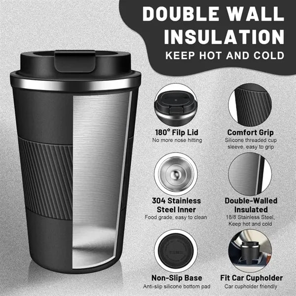 17oz Double-Layer Coffee Mug with Lid