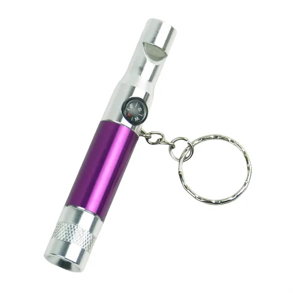 Outdoor Mini LED Keychain w/ Compass and Whistle