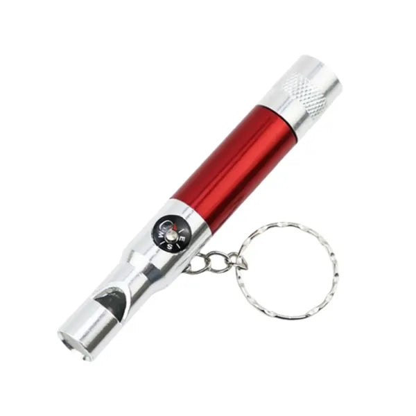 Outdoor Mini LED Keychain w/ Compass and Whistle