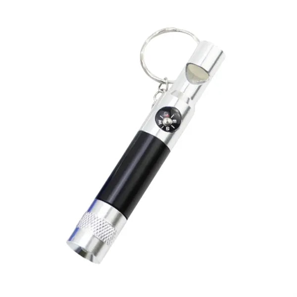 Outdoor Mini LED Keychain w/ Compass and Whistle