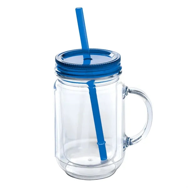 Genie 20 oz Double Wall Mason Jar Style Acrylic Mug