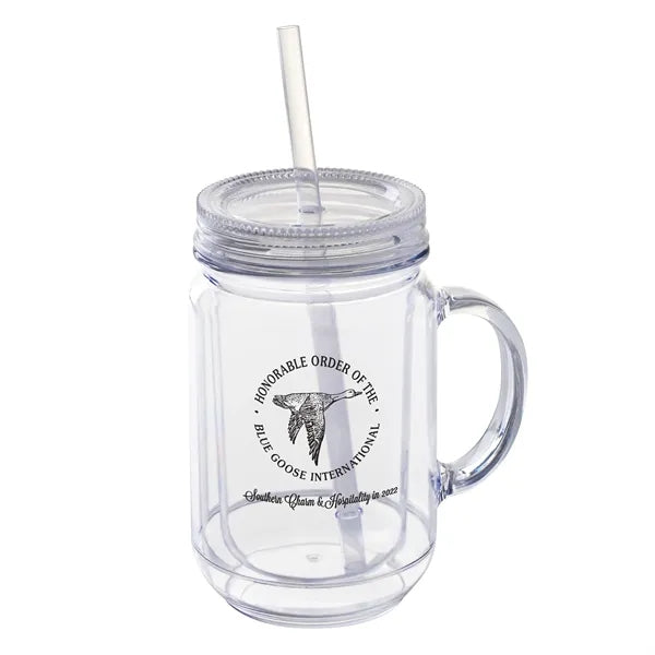 Genie 20 oz Double Wall Mason Jar Style Acrylic Mug
