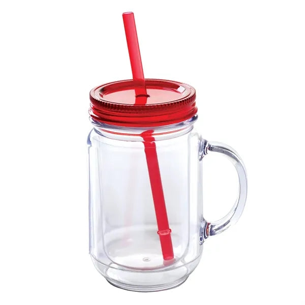 Genie 20 oz Double Wall Mason Jar Style Acrylic Mug