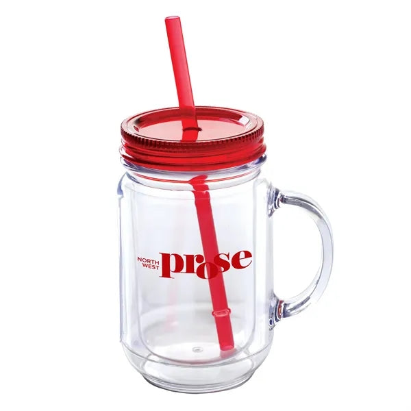 Genie 20 oz Double Wall Mason Jar Style Acrylic Mug