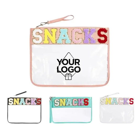 Chenille Letter Clear Zipper Pouch for Travel
