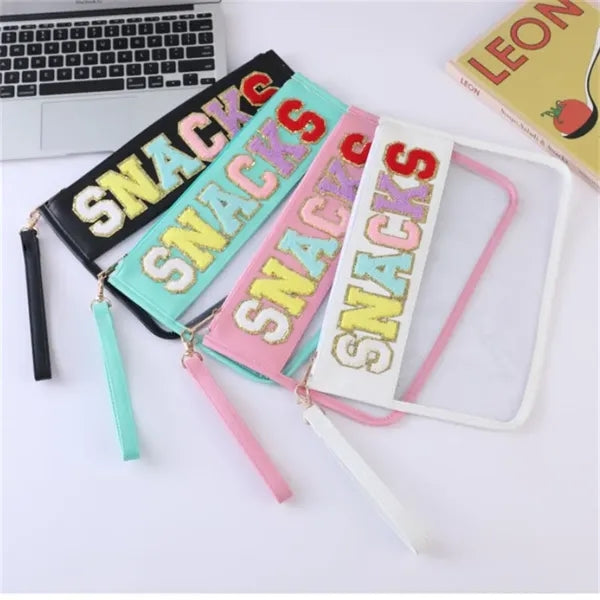 Chenille Letter Clear Zipper Pouch for Travel