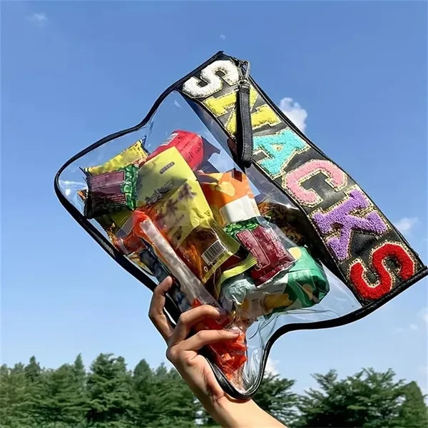 Chenille Letter Clear Zipper Pouch for Travel