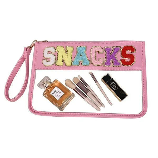 Chenille Letter Clear Zipper Pouch for Travel