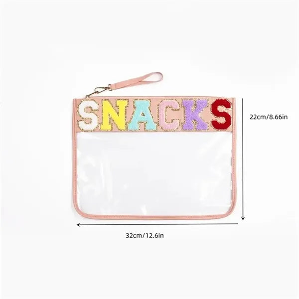 Chenille Letter Clear Zipper Pouch for Travel