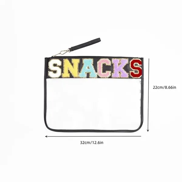 Chenille Letter Clear Zipper Pouch for Travel