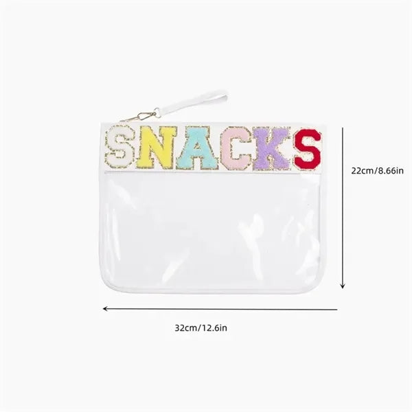 Chenille Letter Clear Zipper Pouch for Travel