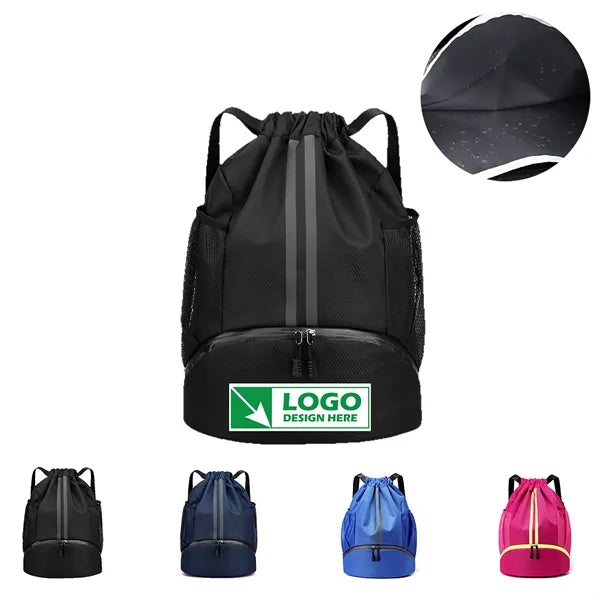 Waterproof Drawstring Backpack with Shoes Compartment