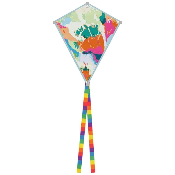 Full Color Polyester Diamond Kite Toy With String Set
