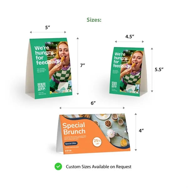 4.5" x 5.5" Custom Table Tents - Vertical