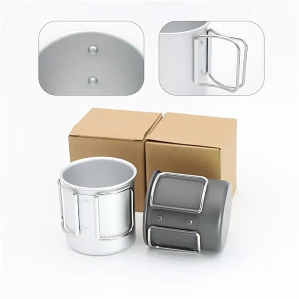 10oz Outdoor Folding Handle Camping Aluminum Cup