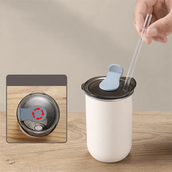 10 oz Mini Dual-Layer Coffee & Straw Cup
