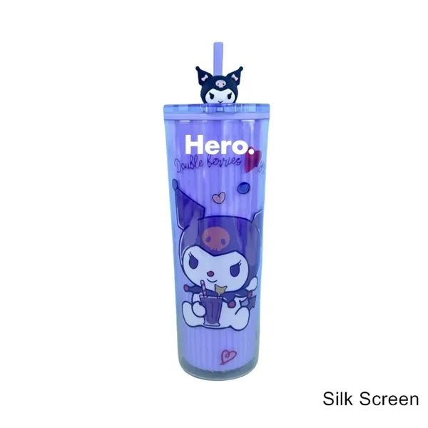 24 oz Double-Wall Plastic Cartoon 3D Topper Tumbler with Lid