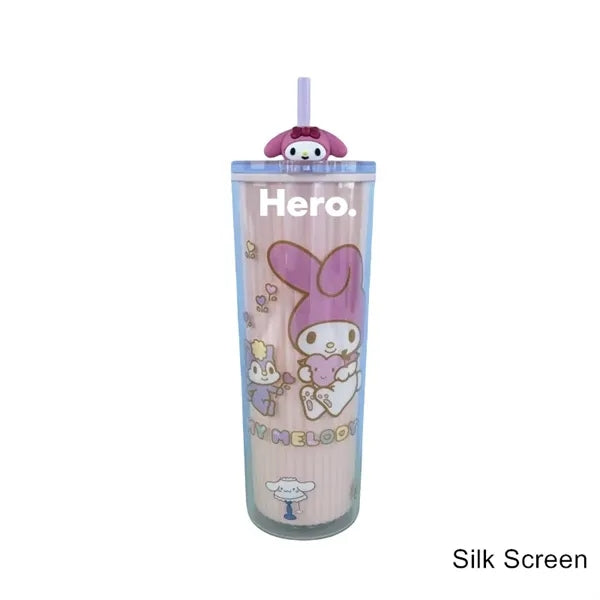24 oz Double-Wall Plastic Cartoon 3D Topper Tumbler with Lid