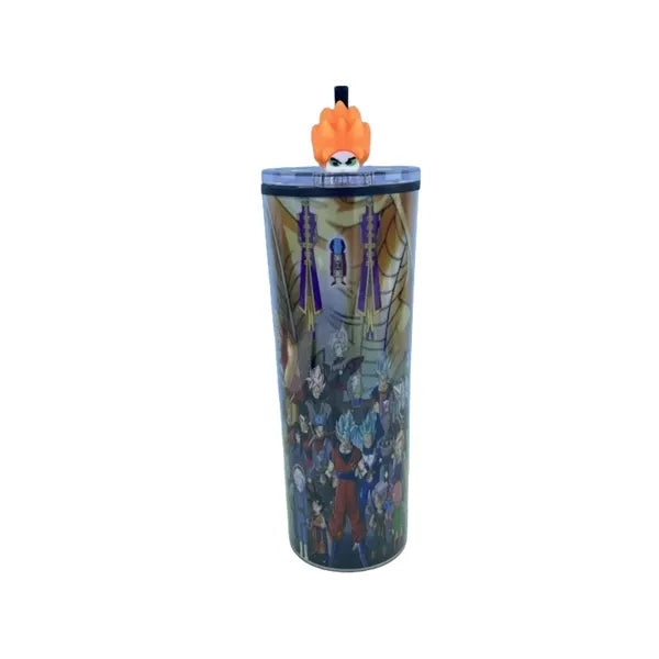 24 oz Double-Wall Plastic Cartoon 3D Topper Tumbler with Lid